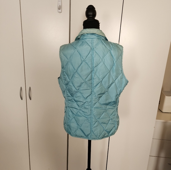Talbots Down Puffer Vest Womens Blue Button Up Pockets Quilted - Picture 4 of 5
